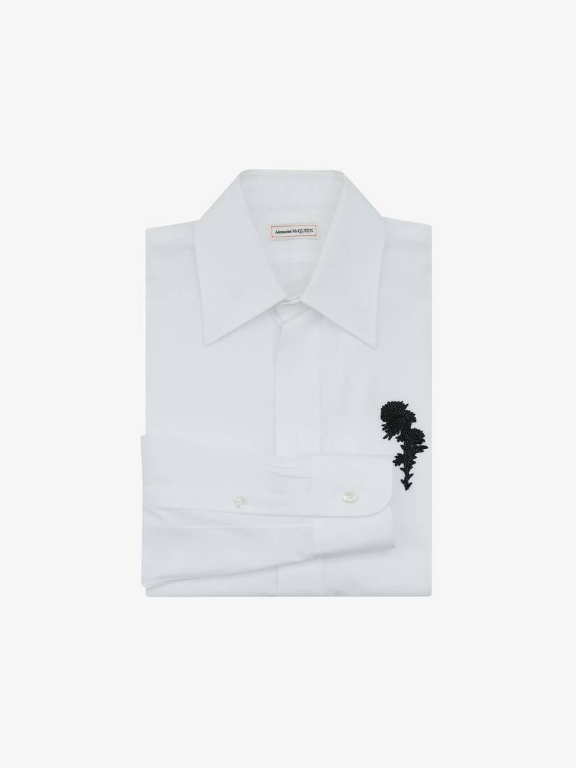 Camisas Alexander McQueen Jet Thistle Embroidered Hombre - Blancos - Mexico 457-FMCAHS